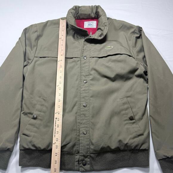 Vintage IZOD Lacoste Bomber Jacket Olive Green Fleece Lined Small - Picture 2 of 8